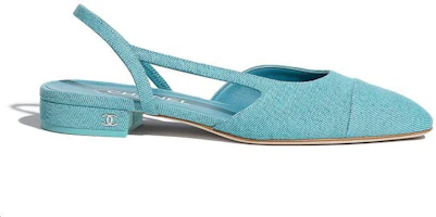 Order (W) Chanel Zapatos Planos Slingback de Mezclilla 'Punta Afilada Azul' G31319-X56190-0K810