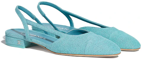 Shop (W) Chanel Zapatos Planos Slingback de Mezclilla 'Punta Afilada Azul' G31319-X56190-0K810