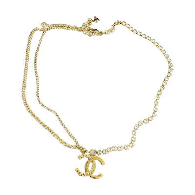 (Women) CHANEL Diamond Dual Chain Double C Quilted Pendant Necklace - . ABD014-B16170-NW438