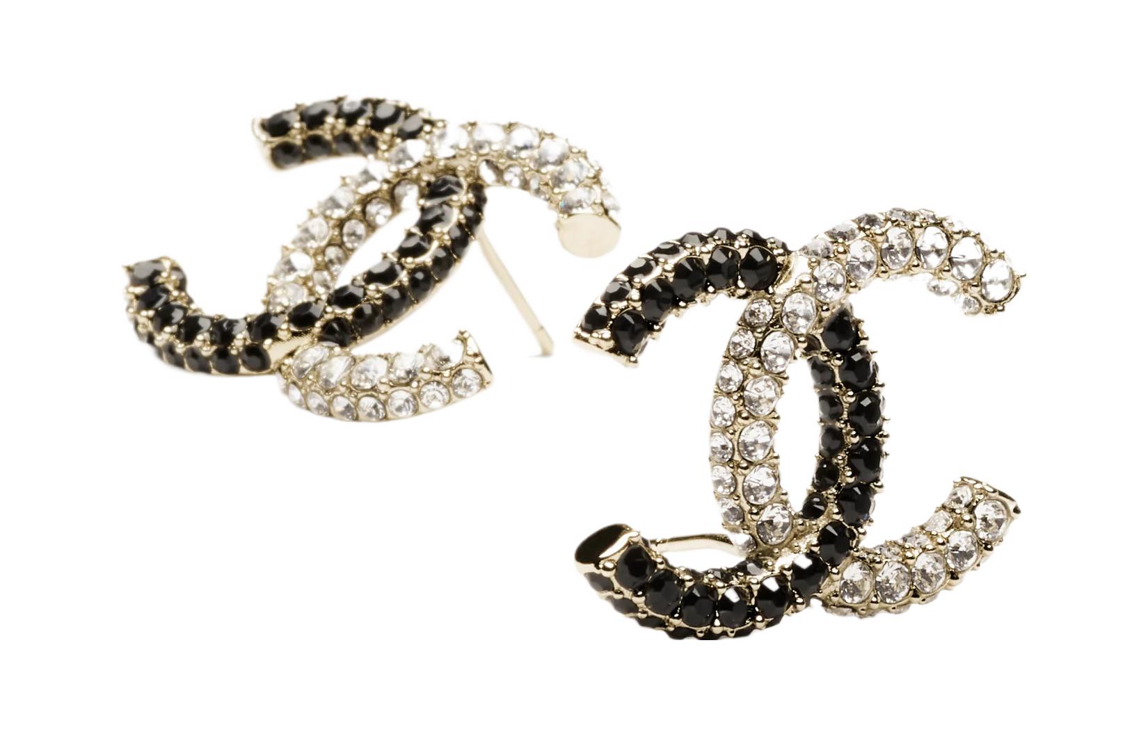 (Women) CHANEL Diamond Two-Tone Logo Metal Earrings for Women Black White. ABB909 B14522 NS360 圖 2