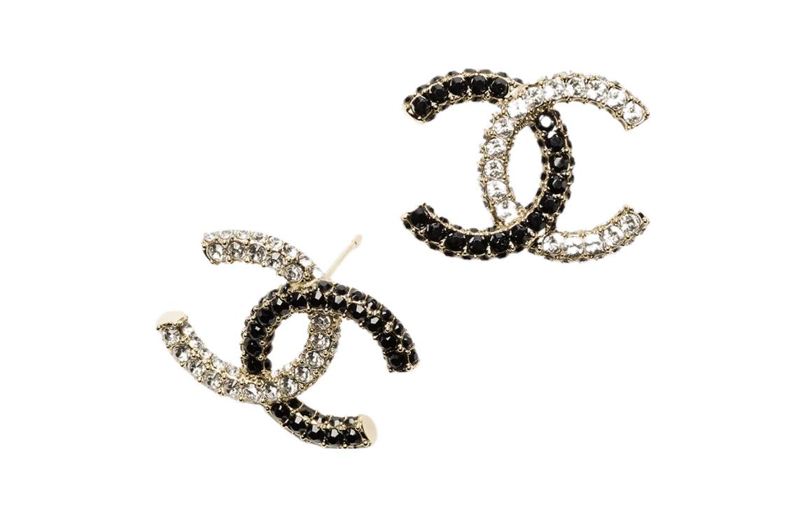 (Women) CHANEL Diamond Two-Tone Logo Metal Earrings for Women Black White. ABB909 B14522 NS360 圖 3