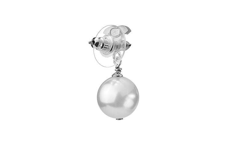 (Women) CHANEL Double-C Pearl Pendant Crystal Silver Earrings for Women A36138-Y02005-Z2354 圖 3