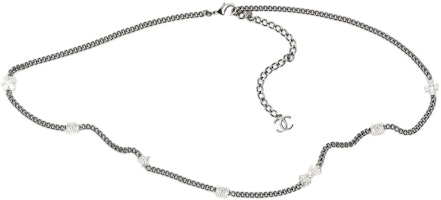 (Women) CHANEL Double-C Rhinestone Metal Glass Pearl Chain Belt Black AB8023-B07789-NH176 (Women) CHANEL Double-C Rhinestone Metal Glass Pearl Chain Belt Black AB8023-B07789-NH176