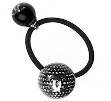 (Women) CHANEL Double Ball Rhinestone Elastic Hair Tie for Women - Black. AB7383-B07014-NF766 (Women) CHANEL Double Ball Rhinestone Elastic Hair Tie for Women - Black. AB7383-B07014-NF766