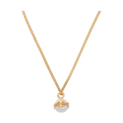 (Women) CHANEL Double C 23K Gold Letter Metal Resin Necklace for Women Gold. ABB600-B14642-NS018
