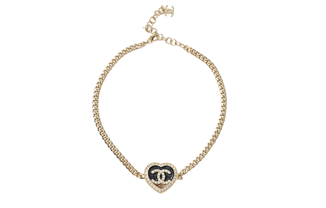 (Women) CHANEL Double C Black Gold Heart Rhinestone Chain Necklace Gold . ABB649-B14145-NR576 圖 4