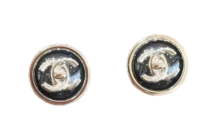 (Women) CHANEL Double C Black Round Button Stud Earrings for Women - 23C Collection. ABA005-B10100-NL990 圖 2