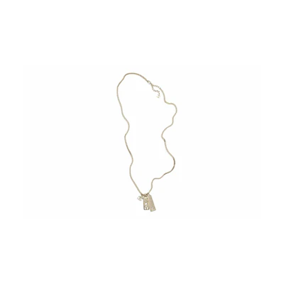 (Women) CHANEL Double C BOY Engraved Necklace Gold with Rhinestones for Women. AB7909-B07828-NH337