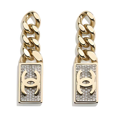 (Women) CHANEL Double C Chain Earrings Women Gold AB5611-B02818-N6656
