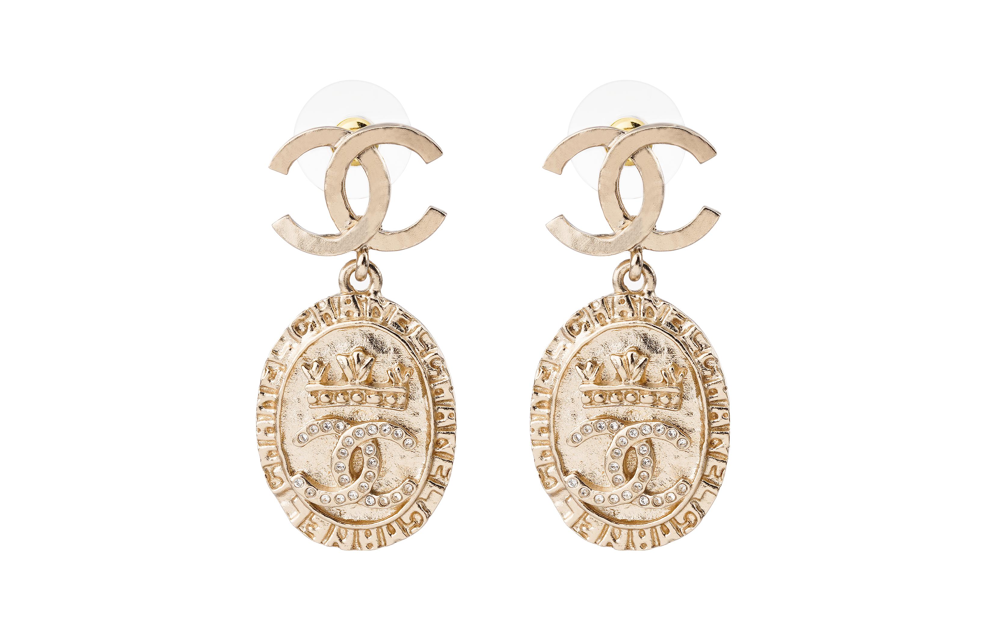 (Women) CHANEL Double C Coin Style Earrings with Rhinestones and Brass for Women. AB6669-B06123-ND152 圖 2