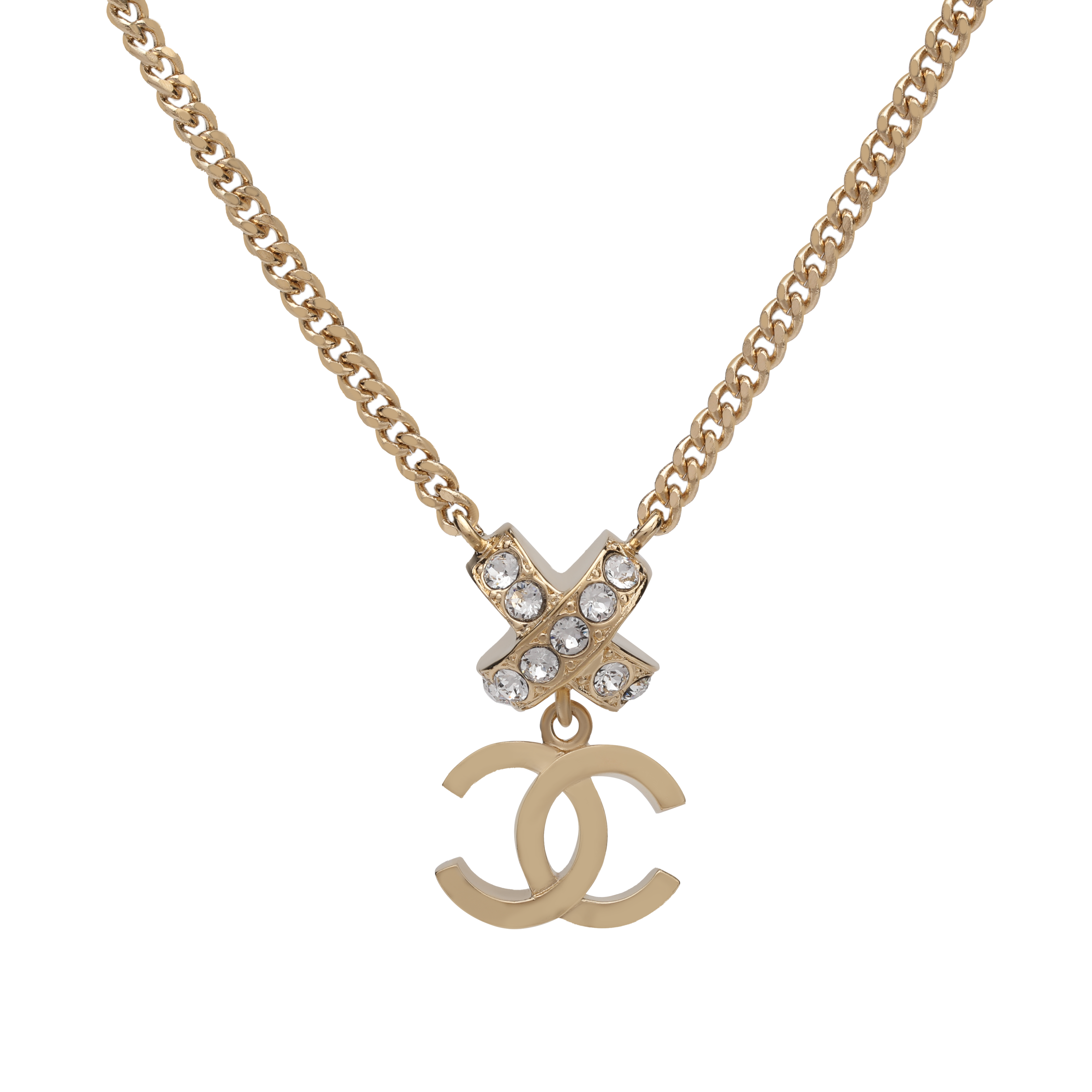 (Women) CHANEL Double C Crystal Adjustable Gold Metal Necklace for Women - Gold. ABA517-B10566-NN170