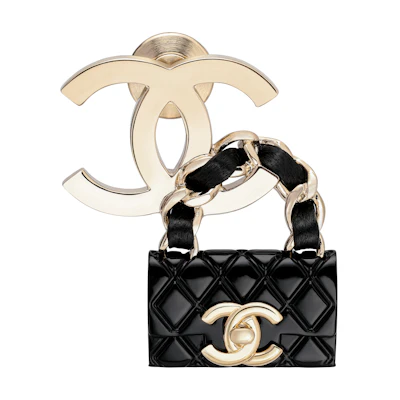 (Women) CHANEL Double C Elegant Fashion Brooch for Women - Gold/Black. ABA012-B09999-NL990