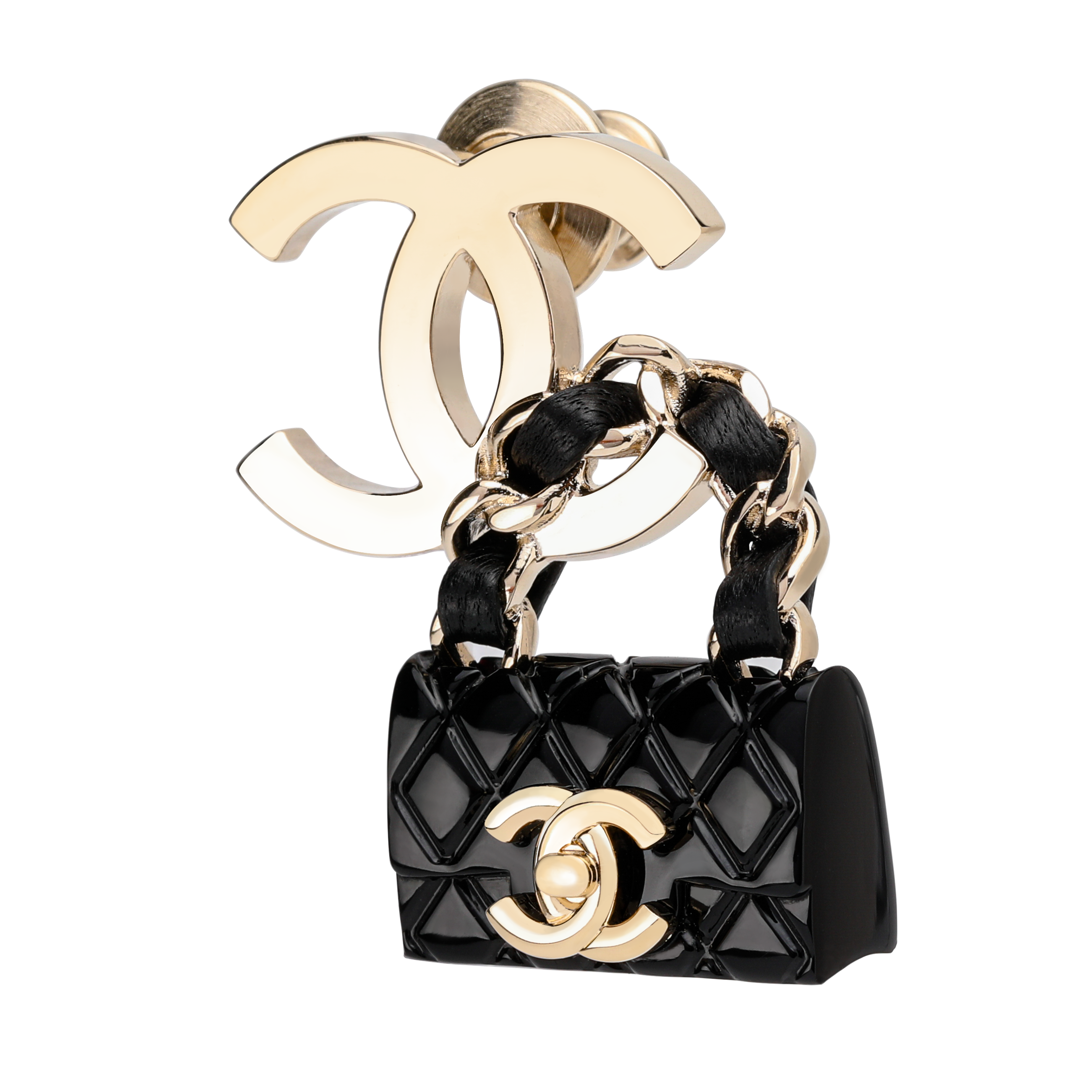 Shop (W) CHANEL 雙C優雅時尚胸針 女士 - 金/黑色 ABA012-B09999-NL990