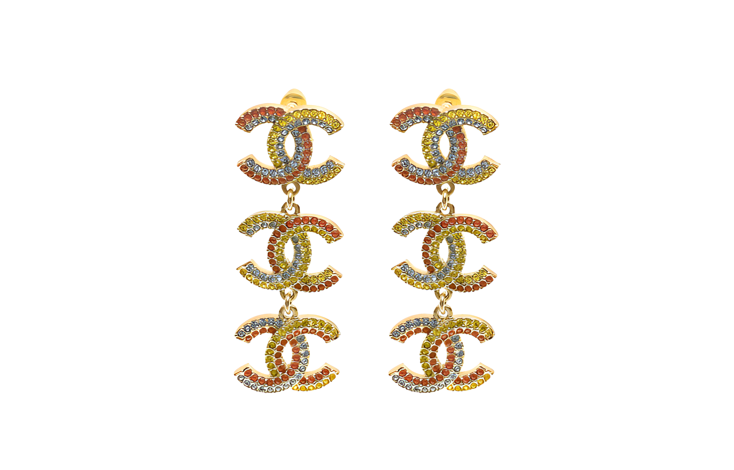 (Women) CHANEL Double C Elegant Gold Earrings for Women. AB9900GP