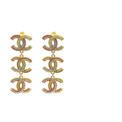(Women) CHANEL Double C Elegant Gold Earrings for Women. AB9900GP