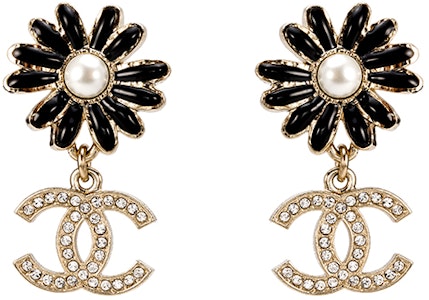 (W) 香奈儿双C花卉水晶耳环 金色/黑色 配饰 AB9654-BO9623-NL179 Order (W) 香奈儿双C花卉水晶耳环 金色/黑色 配饰 AB9654-BO9623-NL179