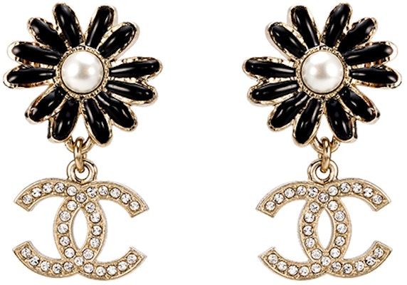 (W) Anting CHANEL Double C Floral Crystal Emas/Hitam Aksesori AB9654-BO9623-NL179 Order (W) Anting CHANEL Double C Floral Crystal Emas/Hitam Aksesori AB9654-BO9623-NL179