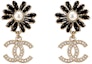 Order (W) 香奈儿双C花卉水晶耳环 金色/黑色 配饰 AB9654-BO9623-NL179