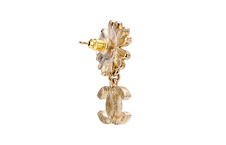 Shop (W) 香奈儿双C花卉水晶耳环 金色/黑色 配饰 AB9654-BO9623-NL179