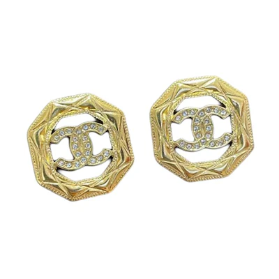 (Women) CHANEL Double C Gold Metal Earrings for Women. ABD748-B17419-NZA50