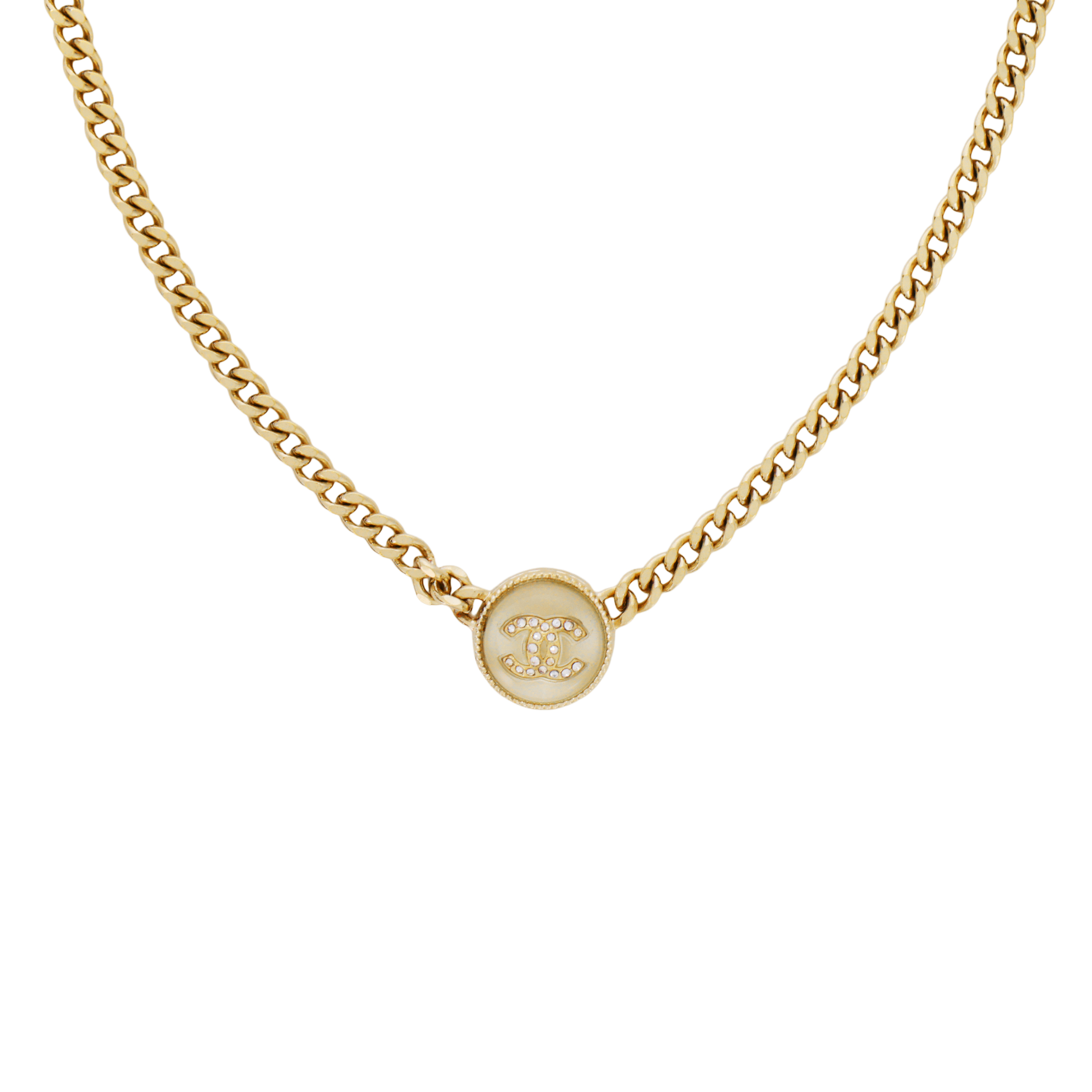 (Women) CHANEL Double C Gold Metal Pendant Necklace for Women. AB7802-B07472-NG628