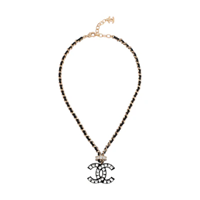 (Women) CHANEL Double C Gold Necklace with Rhinestones for Women. ABA117-B10002-NM108