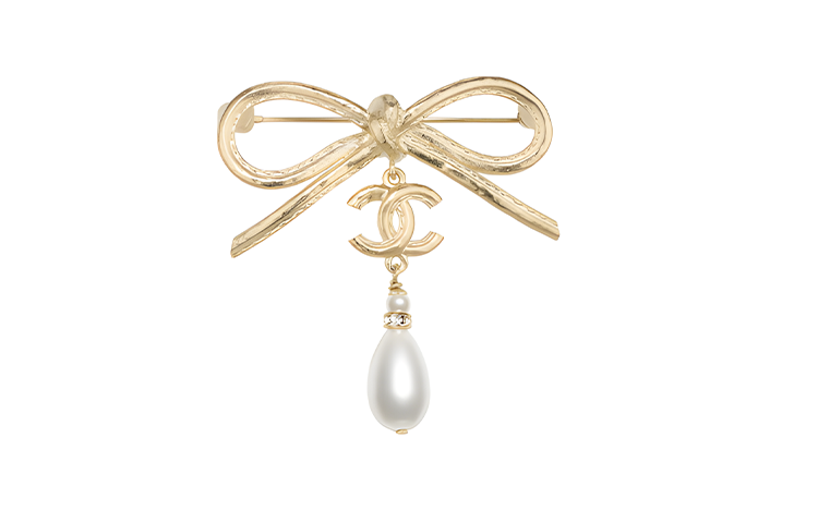 (Women) CHANEL Double C Gold Pearl Brooch for Women - Gold Color AB8392-B08181-NI327 圖 2