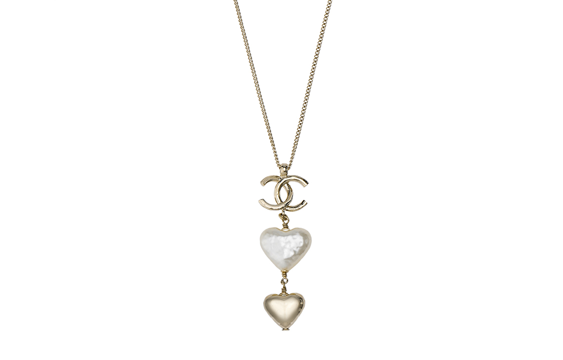 (Women) CHANEL Double C Heart Metal Faux Pearl Necklace for Women AB7527-B07266-NG290 圖 3