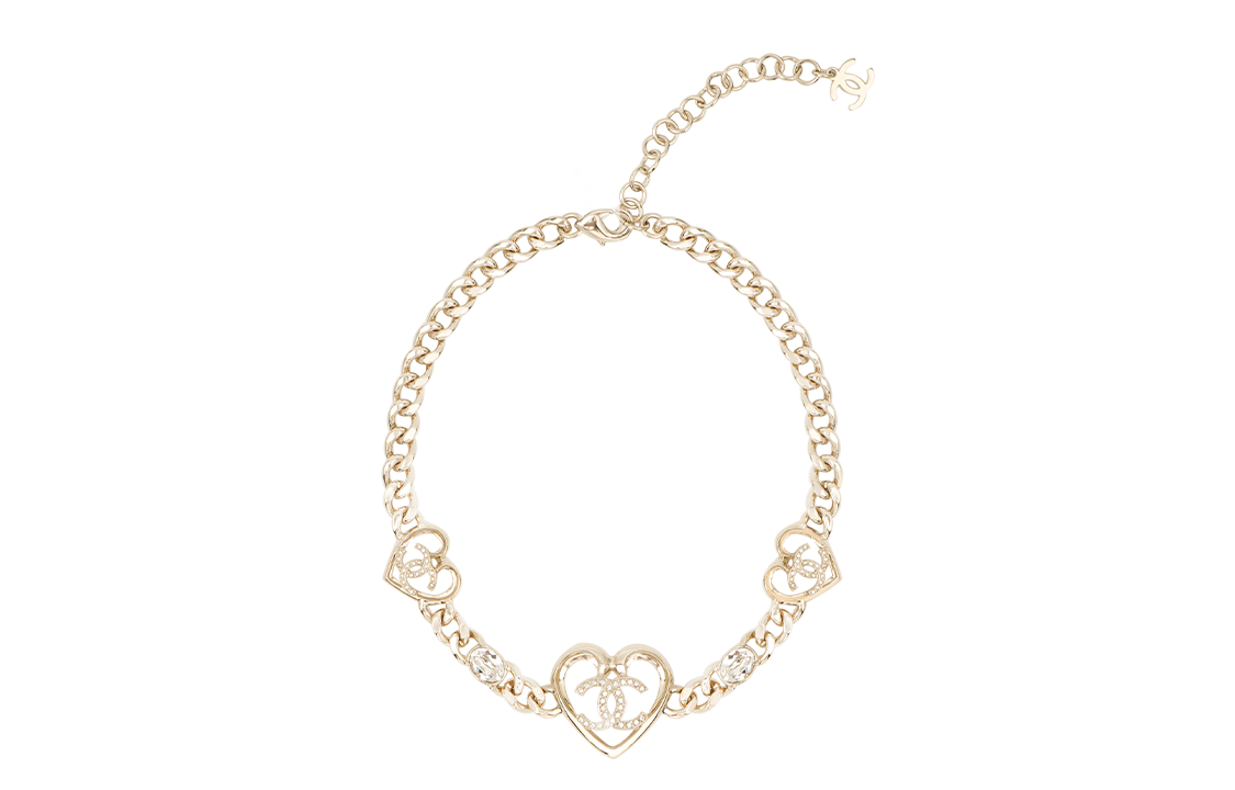 Order (Women) CHANEL Double C Heart Pearl Adjustable Metal Necklace for Women. ABA081-B10034-NM079