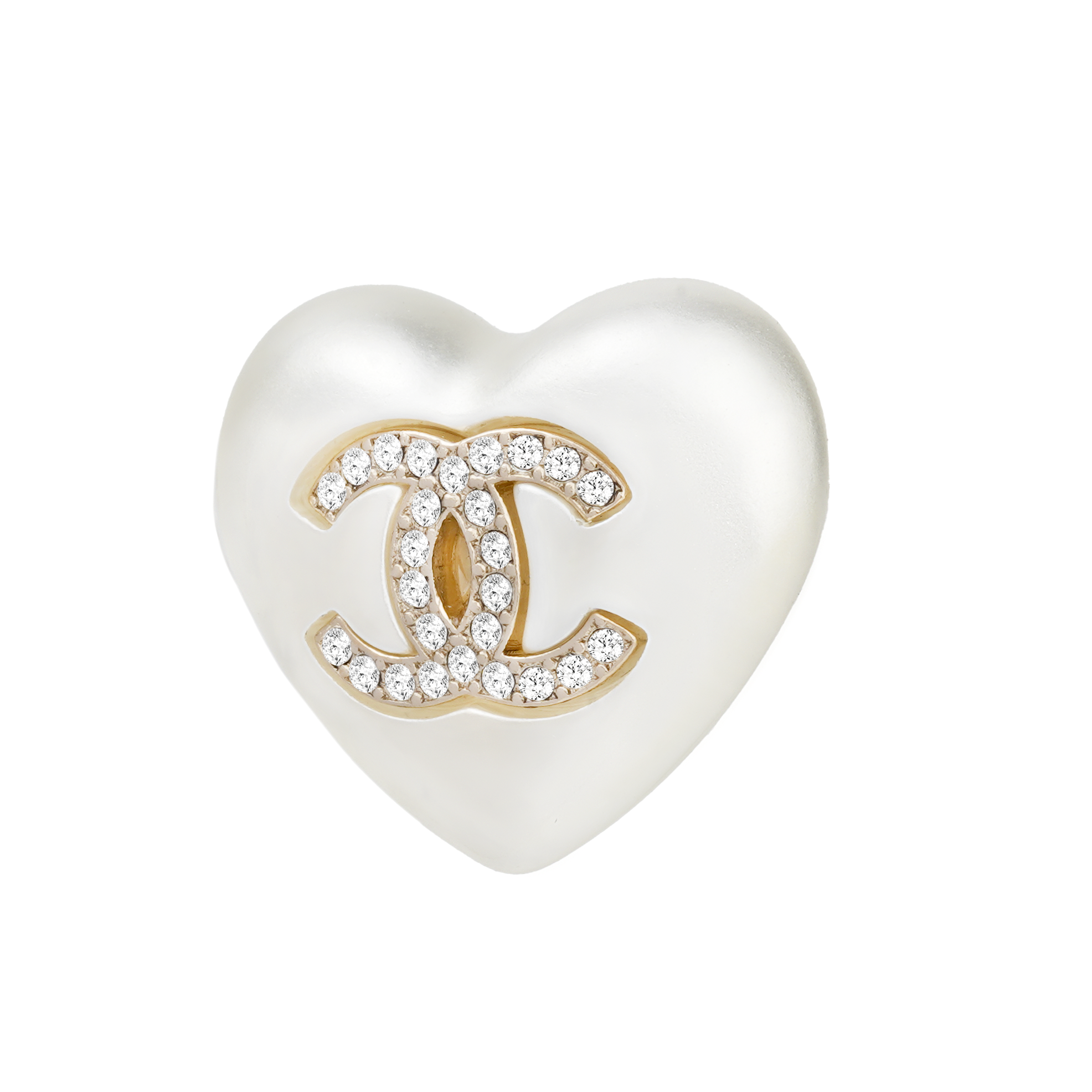 (Women) CHANEL Double C Heart Pearl White Metal Stud Earrings for Women. AB7011-B06560-NF085 圖 3