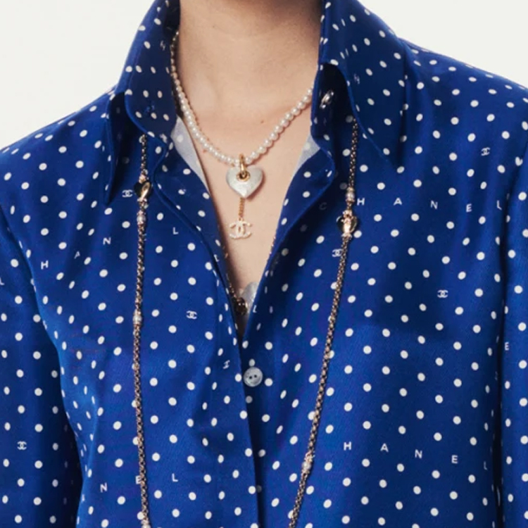 (Women) CHANEL Double C Heart Pendant Necklace White with Resin, Crystals & Pearls. ABD082-B16160-NW376 圖 5