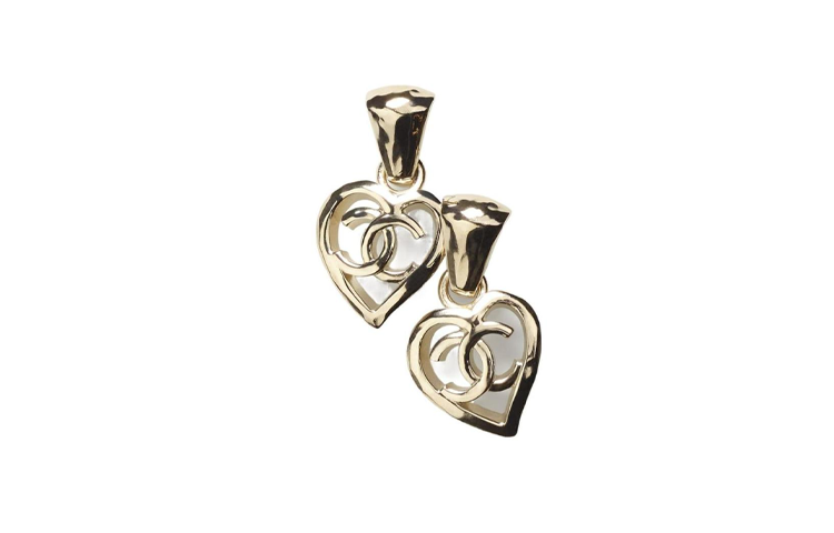 (Women) CHANEL Double C Heart Shaped Metal Earrings Gold for Women. AB7895B07713 圖 2