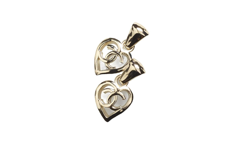 (Women) CHANEL Double C Heart Shaped Metal Earrings Gold for Women. AB7895B07713 圖 4