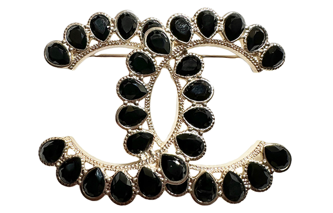 (Women) CHANEL Double C Hollow Brooch  Gold AB3795B02975N6840