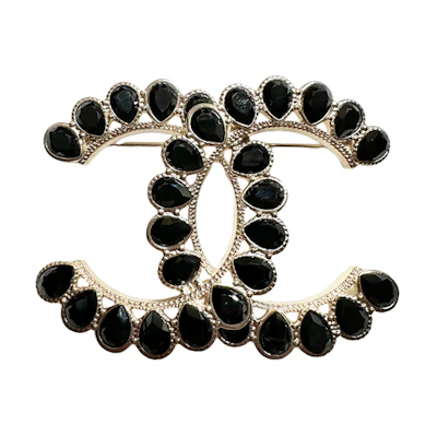 (Women) CHANEL Double C Hollow Brooch Gold AB3795B02975N6840