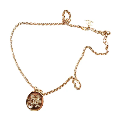 (Women) CHANEL Double C Hollow Metal Necklace with Rhinestones for Women. ab6853-b06991-nf894