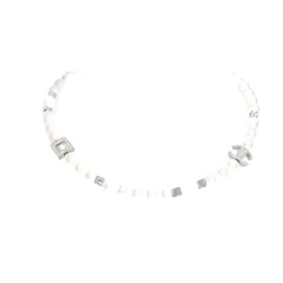 (Women) Chanel Double C Irregular Pearl Pendant Necklace for Women - Silver. ABD452-B16781-NY391