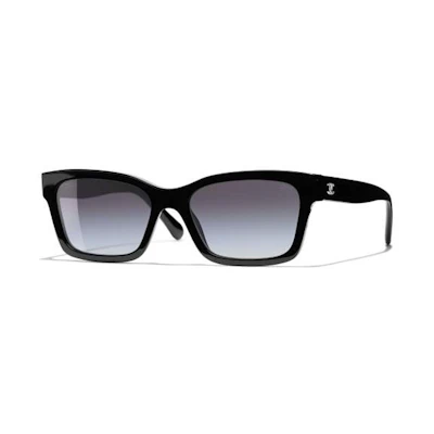 (Women) CHANEL Double C Irregular Sunglasses for Women in Black. CH5417A-C501S8-54