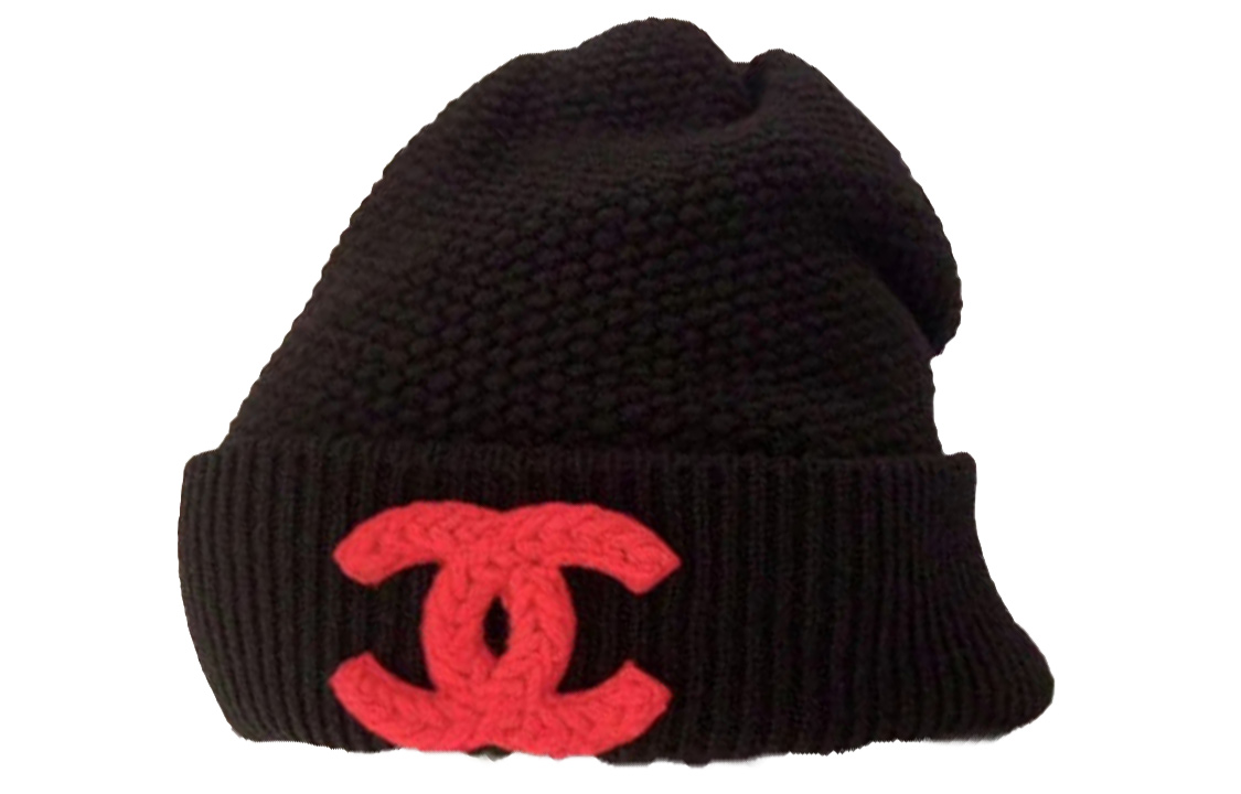 Order (W) CHANEL Double C Knit Beanie - Topi Hitam. AA9257B13357