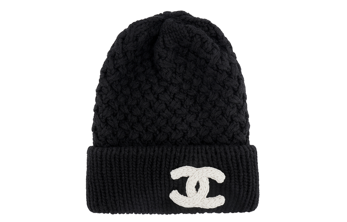 Order (W) CHANEL Double C Beanie Knit Cashmere Wanita - Hitam AA7873B0674894305