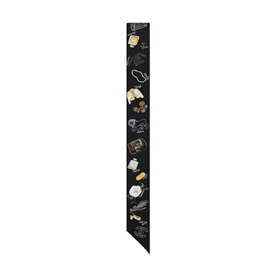 (Women) CHANEL Double C Logo Silk Scarf Black AA9832-B15679-NV081