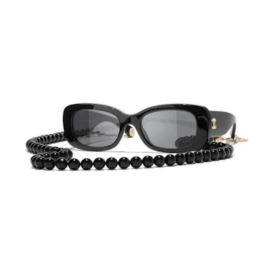 (Women) CHANEL Double C Logo Black Alloy Butterfly Sunglasses. CH5488C622T8
