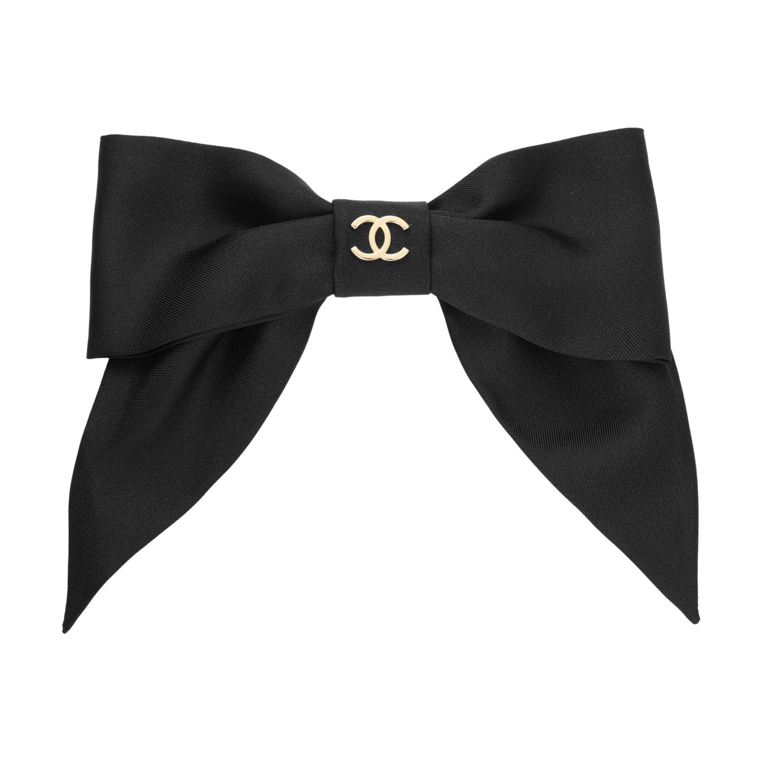(Women) CHANEL Double C Logo Bow Hair Clip Black -  Spring/Summer 24P Collection AA9854-B15898-NV653