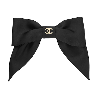 (Women) CHANEL Double C Logo Bow Hair Clip Black - Spring/Summer 24P Collection AA9854-B15898-NV653