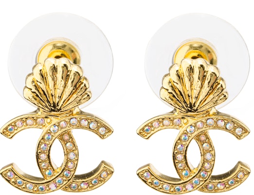 (Women) CHANEL Double C Logo Gold Shell Pattern Fashion Earrings for Women. ABA068B10032NM085 Buy (Women) CHANEL Double C Logo Gold Shell Pattern Fashion Earrings for Women. ABA068B10032NM085