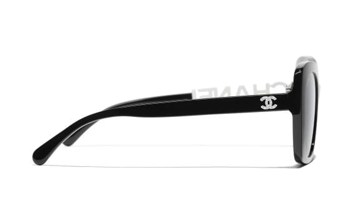 Shop (W) シャネル ダブルCロゴ イレギュラー アセテート サングラス レディース ブラック 0CH5422B 1026 S4 530