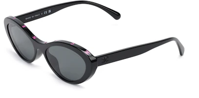 (Women) CHANEL Double C Logo Irregular Black Sunglasses for Women. CH5416A-1711S4 (Women) CHANEL Double C Logo Irregular Black Sunglasses for Women. CH5416A-1711S4