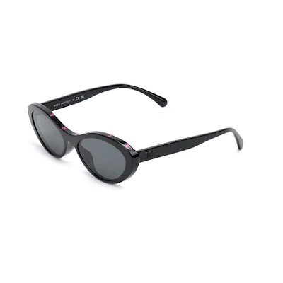 (Women) CHANEL Double C Logo Irregular Black Sunglasses for Women. CH5416A-1711S4