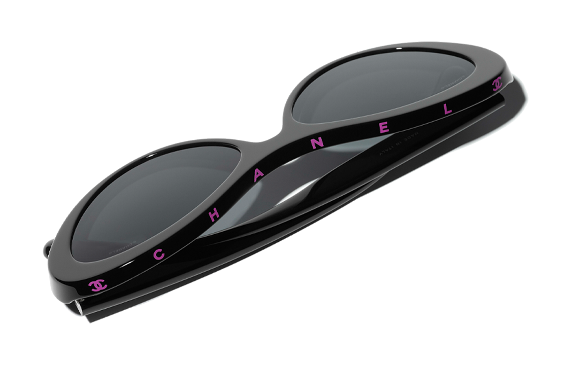 (Women) CHANEL Double C Logo Irregular Black Sunglasses for Women. CH5416A-1711S4 圖 6