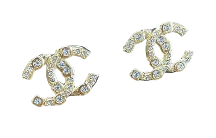 (Women) CHANEL Double C Logo Rhinestone Earrings Gold for Women. ABD310B16658NX994 圖 3